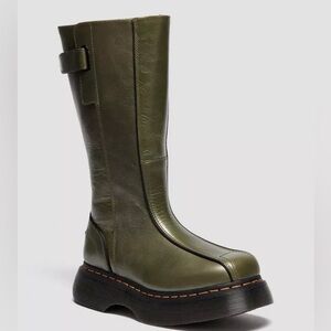 Dr. Martens Buzz High Eclipse Platform Leather Tall Boots Olive Green US 7